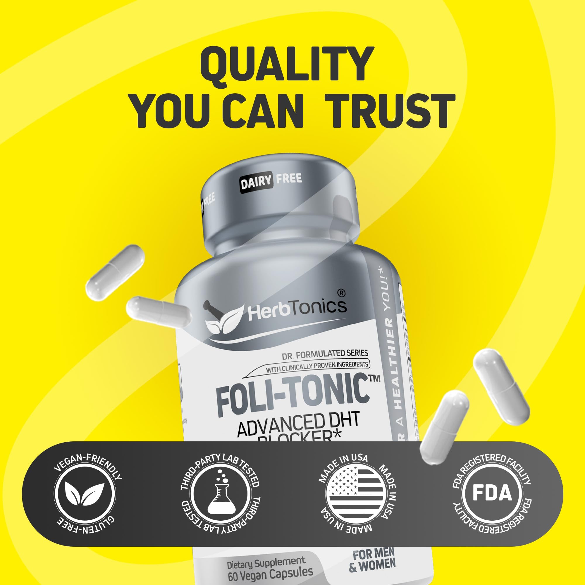 Packaging stack image signaling non-GMO and GMP-certified assurance