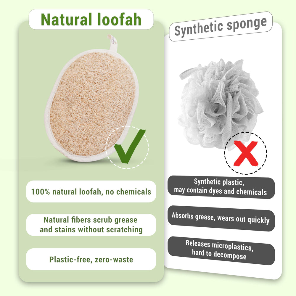 Herbvian loofah pad double-sided design offers deeper cleansing