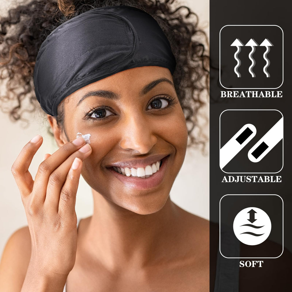 Hercicy silk adjustable hair wrap keeps hair secure during sleep and makeup without snagging.