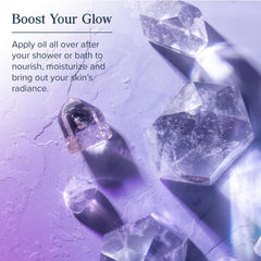 HERITAGE STORE Aura Glow Rose Body Oil closeup highlighting rose-infused nourishment