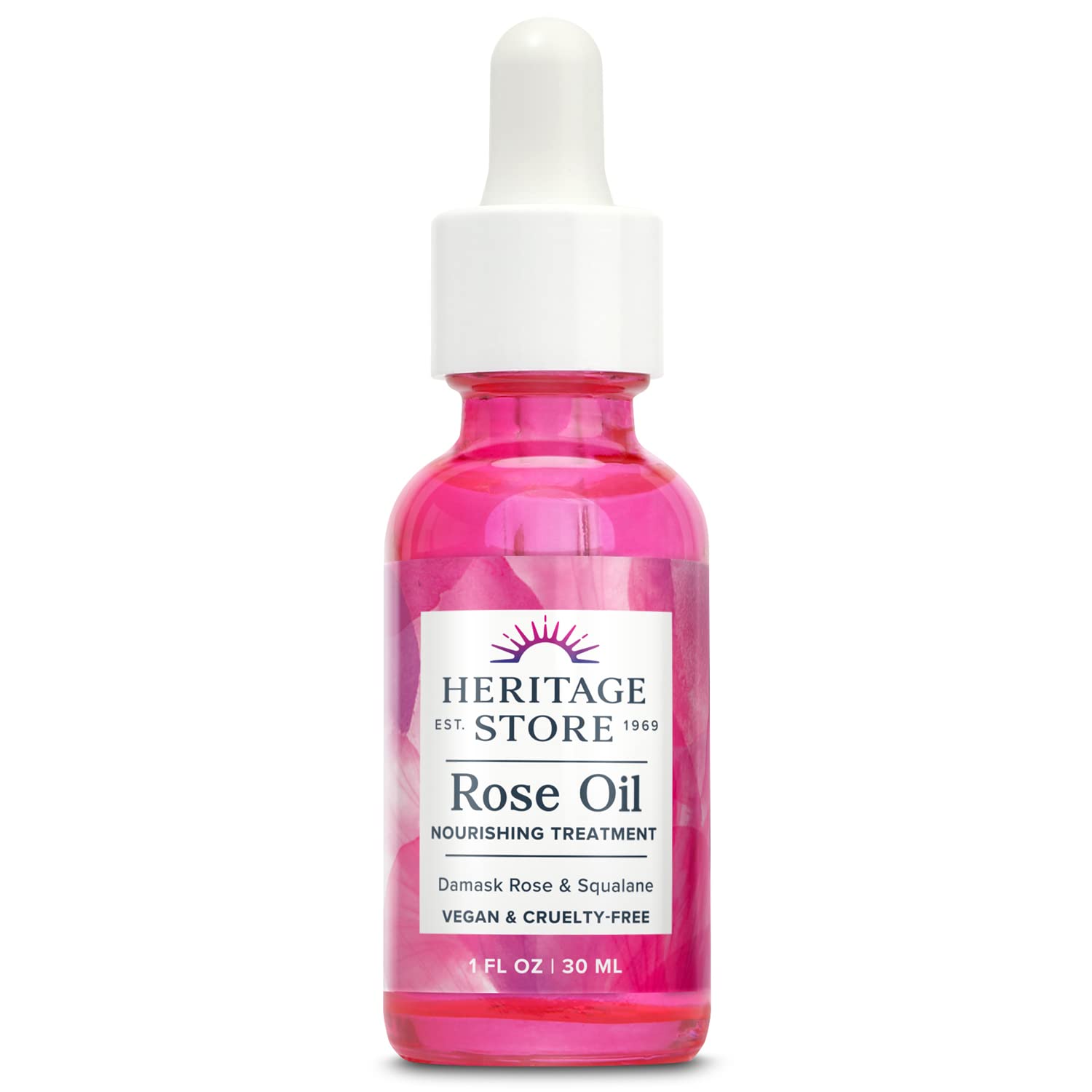 HERITAGE STORE Rose Oil bottle—ultra-hydrating care for dry to combination skin.