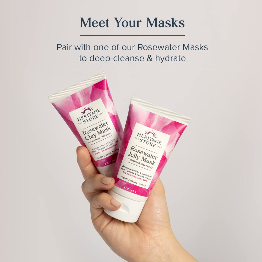 Heritage Store Rosewater Moisturizer texture demonstration for refreshing application.