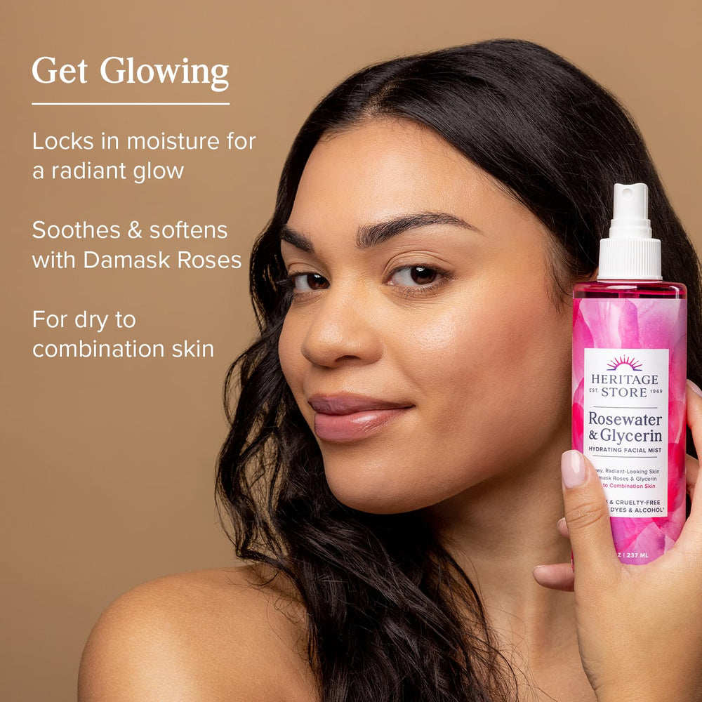 Heritage Store rosewater glycerin mist application for refreshment