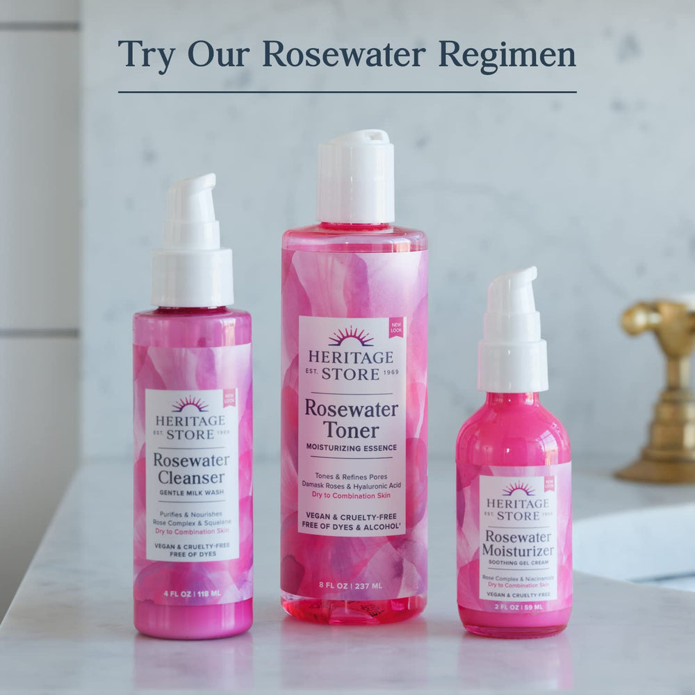 Heritage Store Rosewater Glycerin mist packaging with eco-friendly PCR bottles