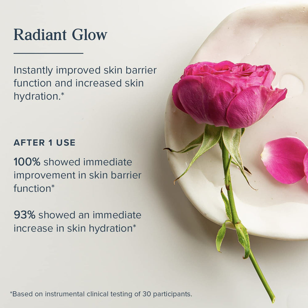 HERITAGE STORE Rosewater Serum being applied for daily dewy, radiant skin.