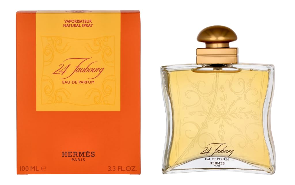Hermès 24 Faubourg bottle closeup highlighting premium fragrance for everyday elegance.