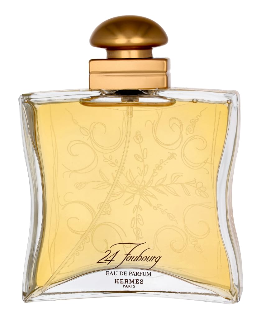 Hermès 24 Faubourg bottle with ribbon for a luxe gifting mood.