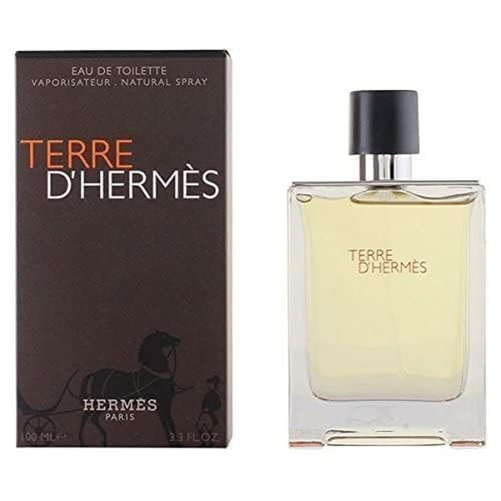 Hermès Terre d'Hermès bottle side view hints at woody notes and sophistication.