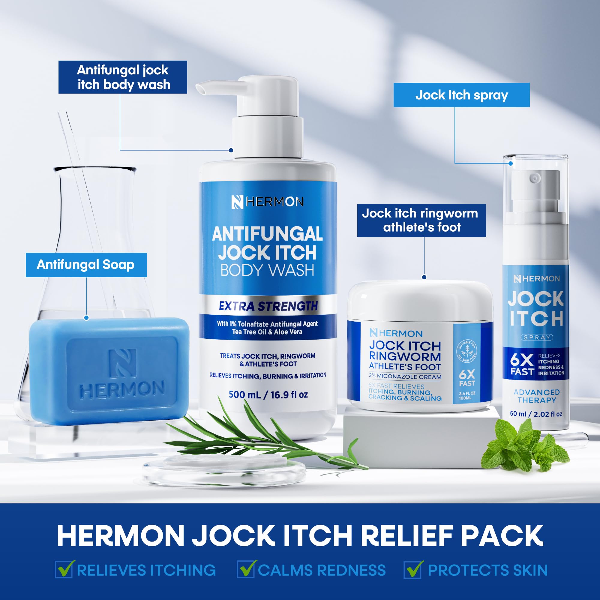 Hermon antifungal body wash daily shower routine promotes clean, comfortable skin
