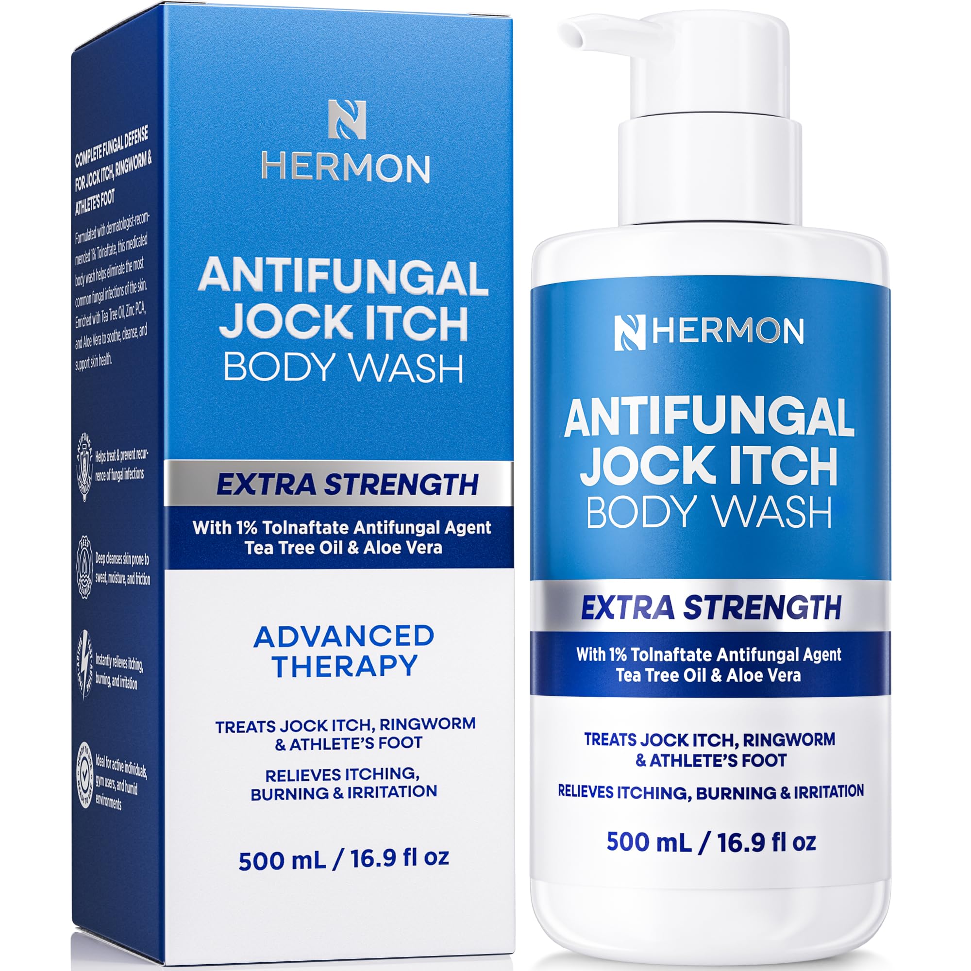 Hermon antifungal body wash bottle with tea tree oil for soothing post-workout skin