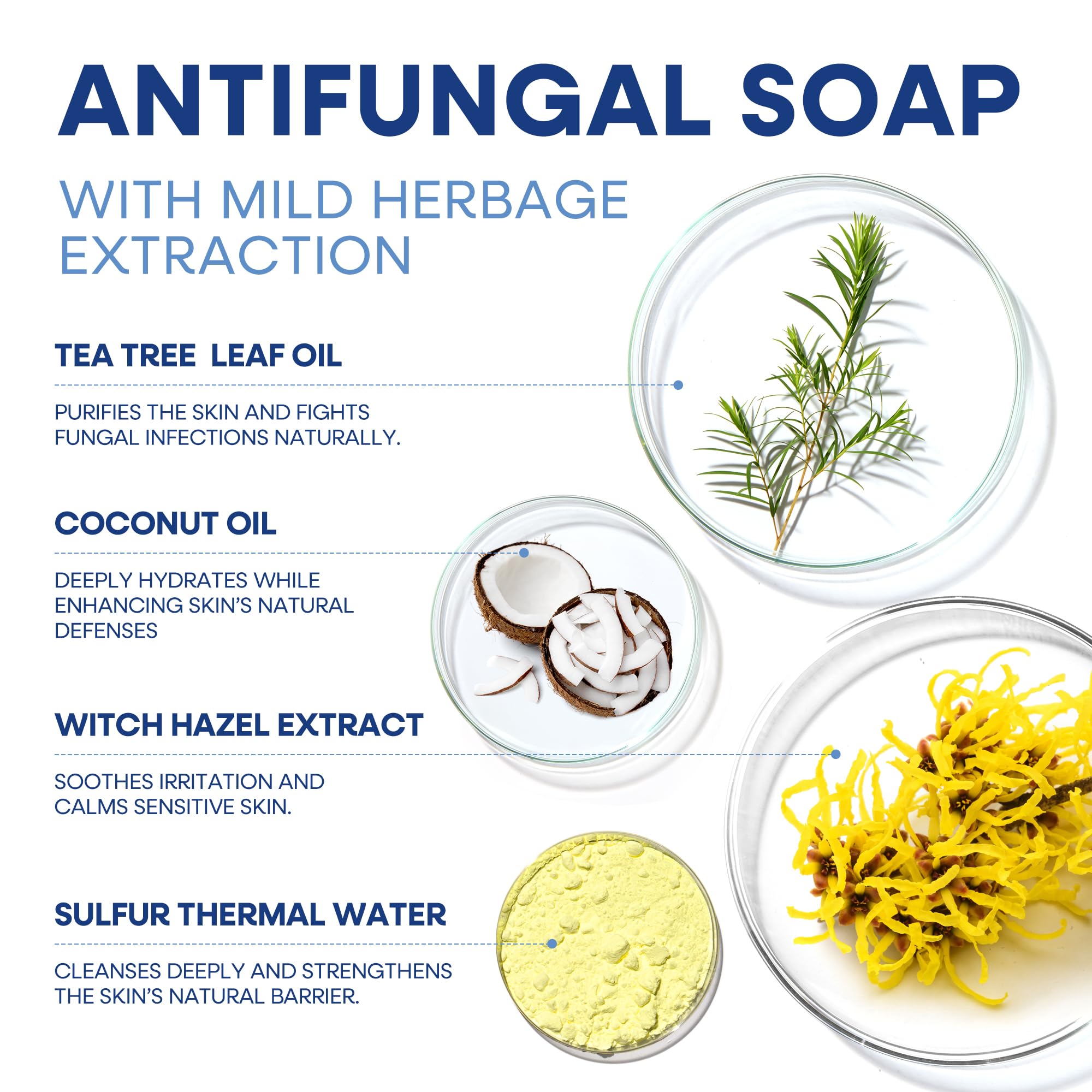 Hermon antifungal soap tea tree lather close-up shows refreshing cleansing.