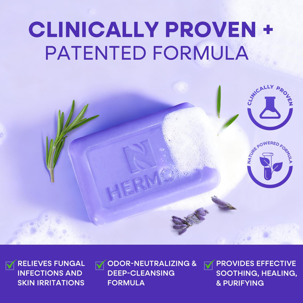 Hermon Antifungal Soap tea tree oil ingredients highlight natural antifungal components.