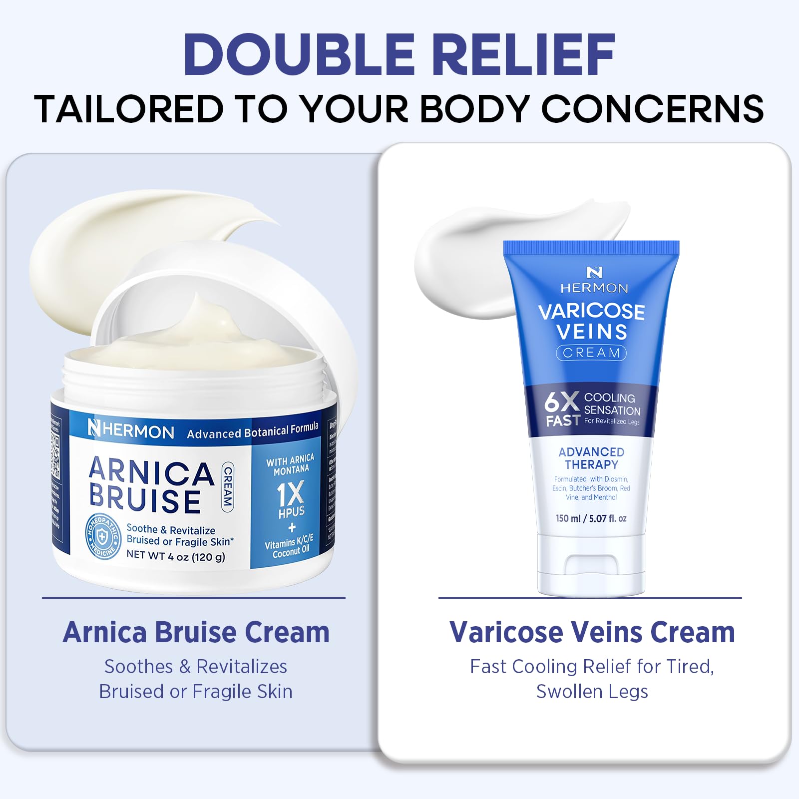 Hermon Arnica Bruise Cream dermatologist-formulated label signals trusted skin support.