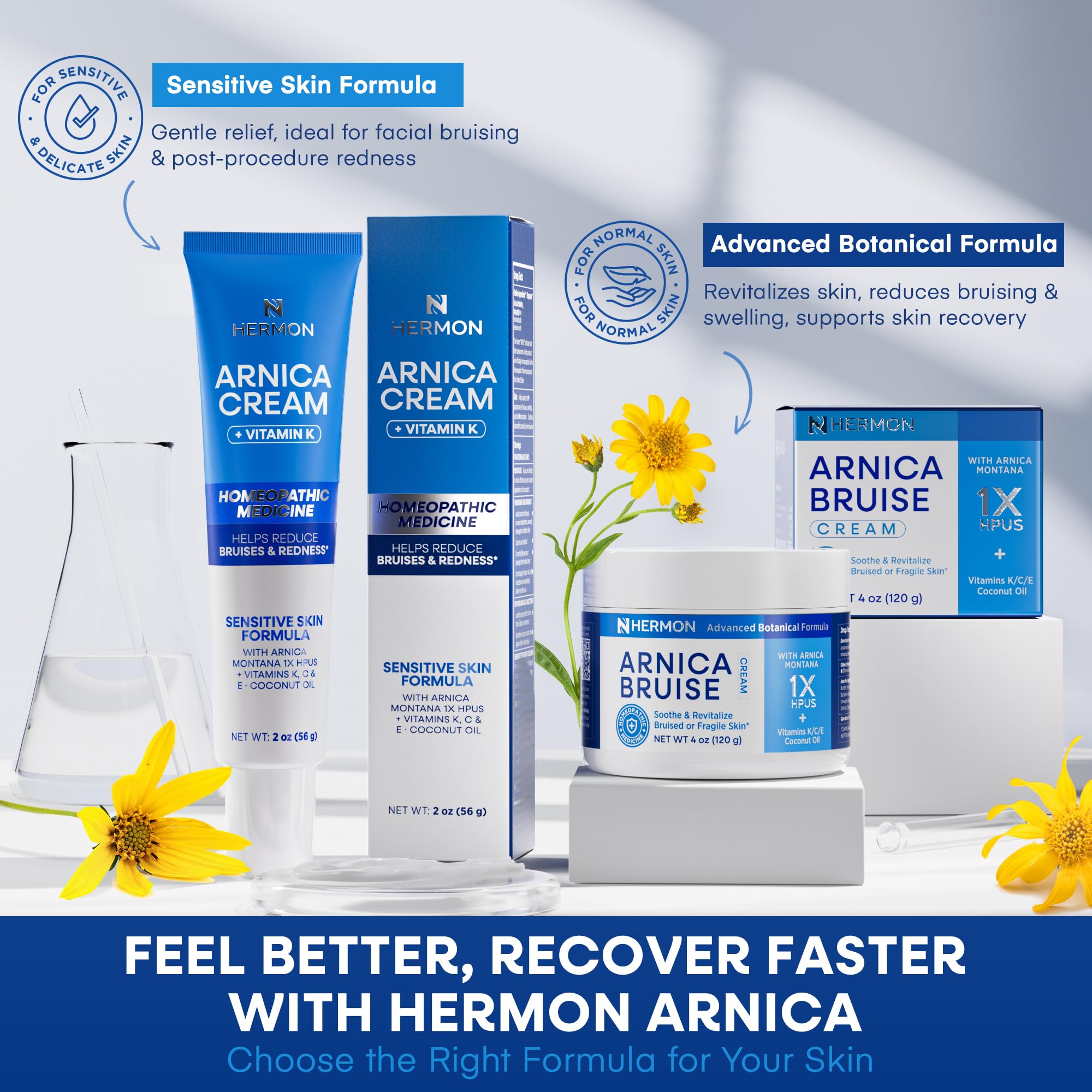 Hermon Arnica Creme packaging highlights compact travel-friendly size