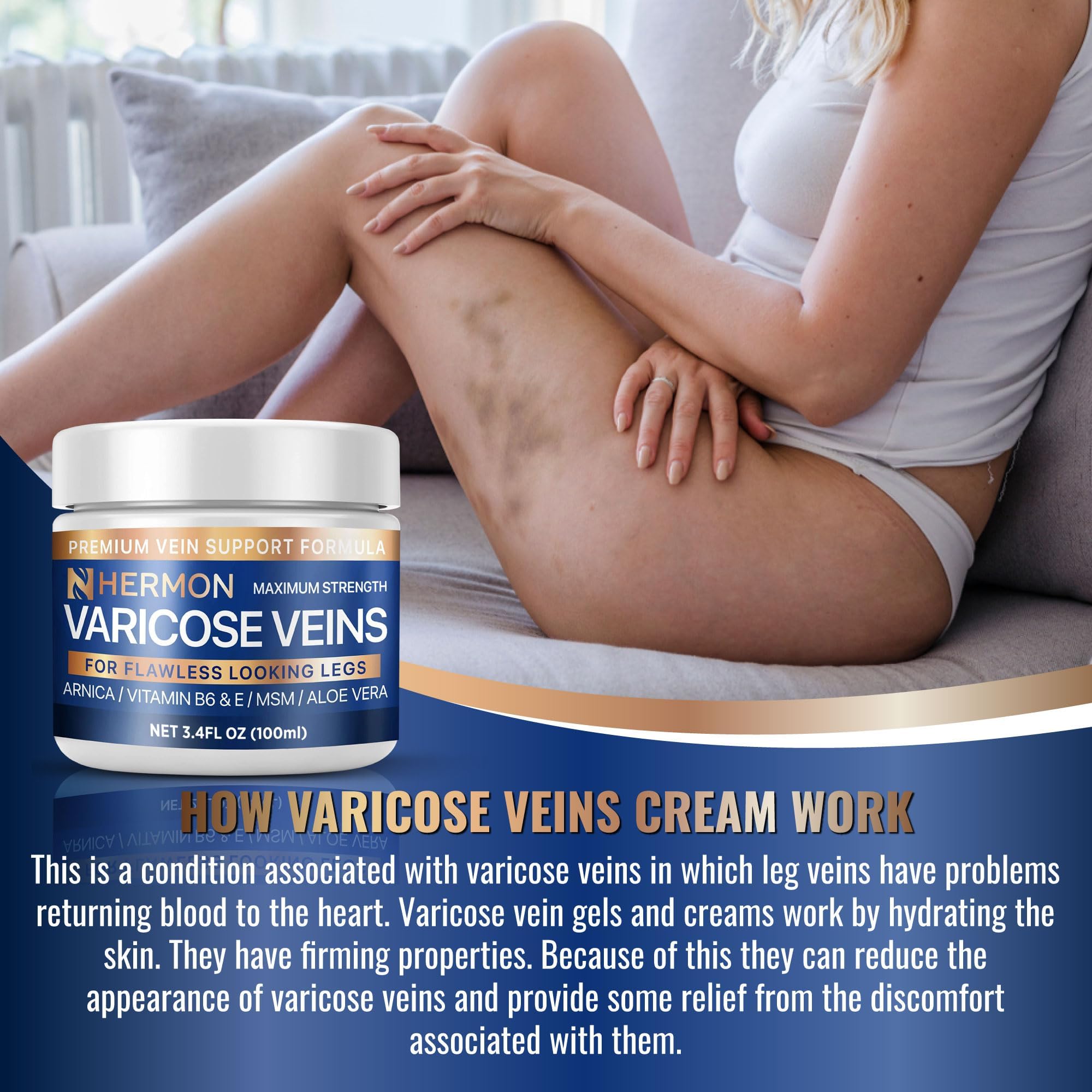 Hermon cooling sensation legs for refreshed feel.