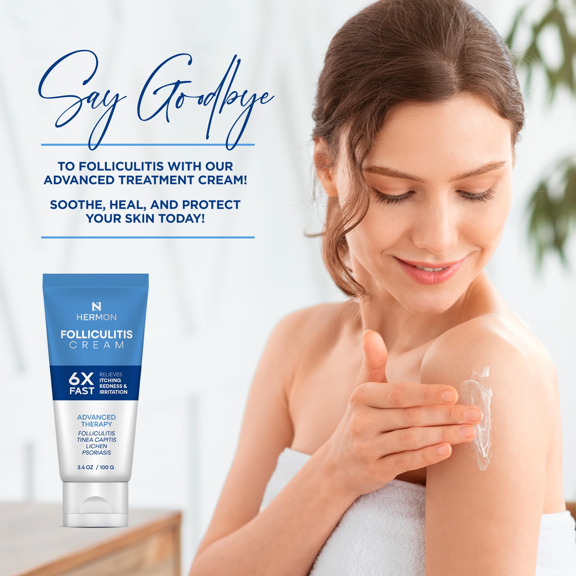 Hermon Folliculitis Cream applied to the scalp calms irritation during hair care