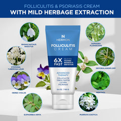 Hermon Folliculitis Cream dispense closeup demonstrates easy topical application