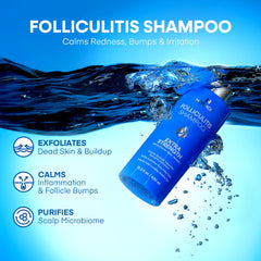 Hermon Folliculitis Shampoo with tea tree oil conveys irritation relief and natural scent.
