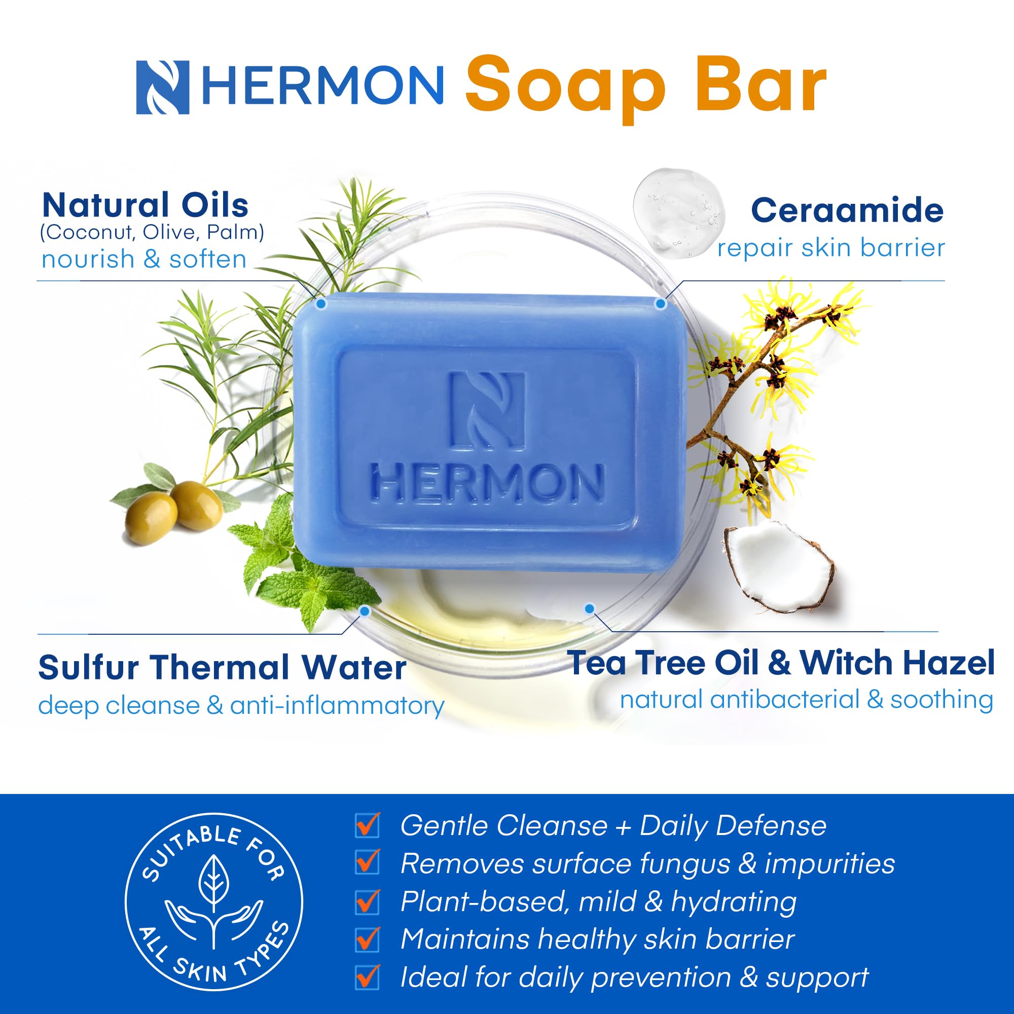 Hermon Ringworm Soap ceramide-barrier-care supports skin resilience.