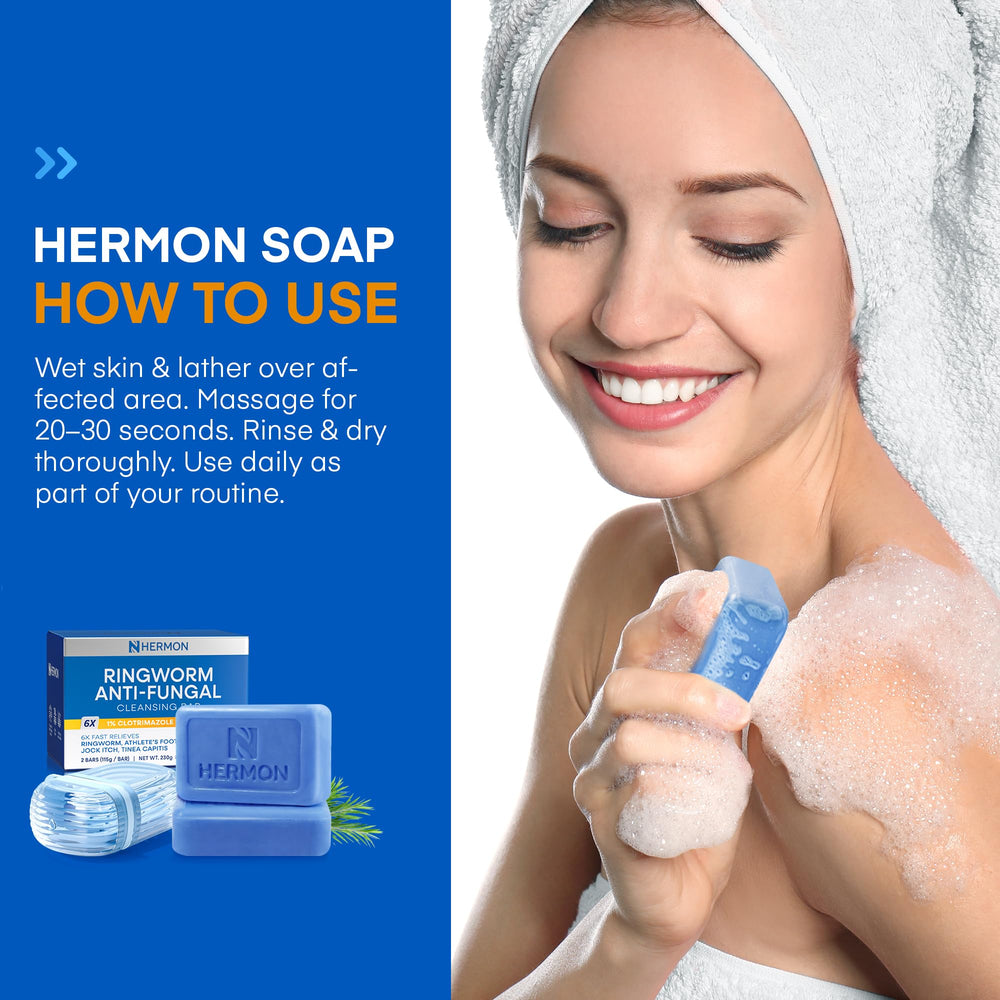 Hermon Ringworm Soap daily-use-formula is suitable for body and feet.