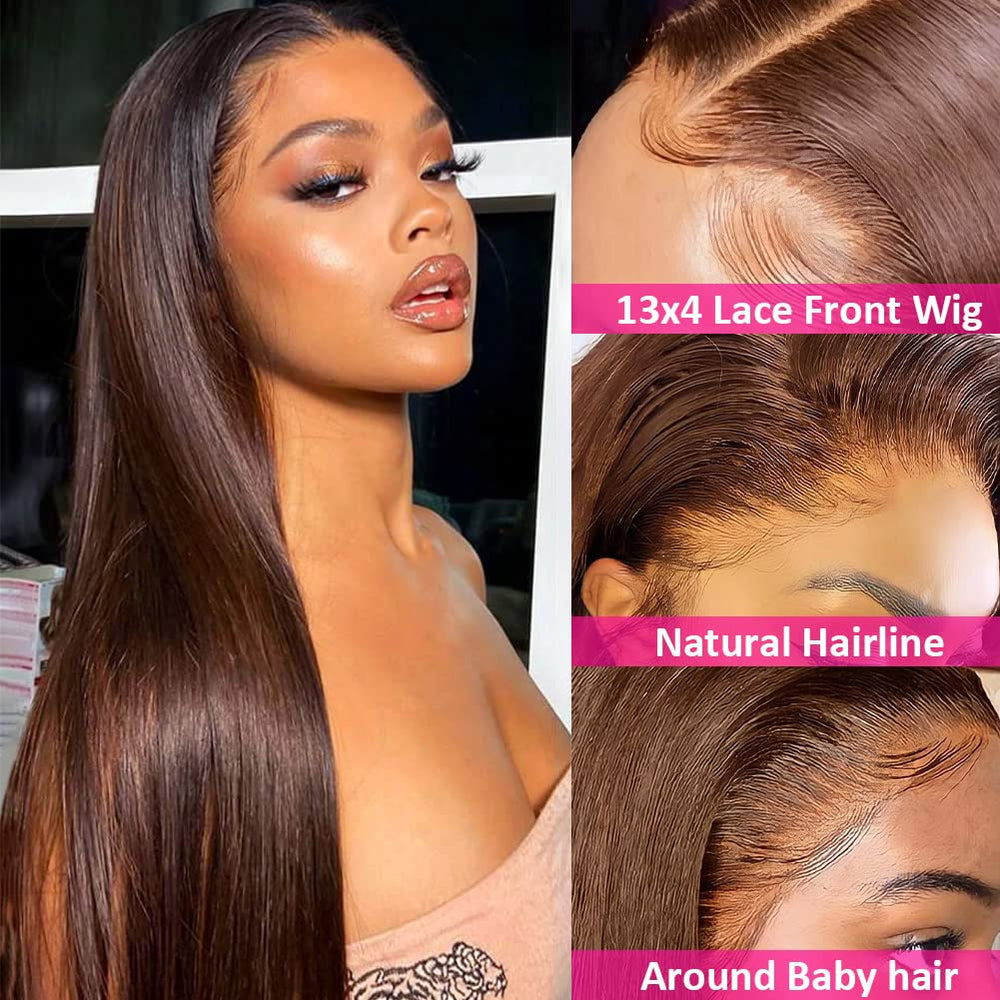 Hermosa 13x4 brown lace front wig hairline pre-plucked for a natural blend