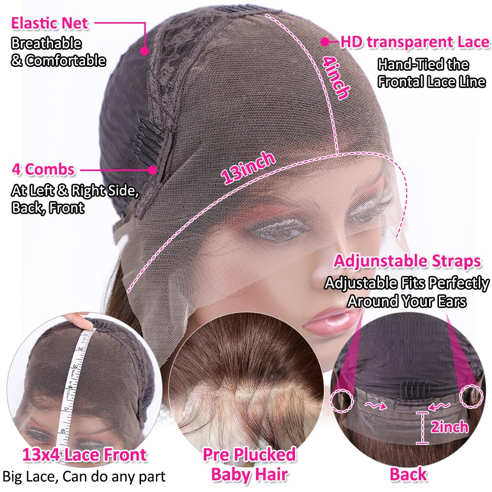 Hermosa 13x4 brown lace front wig 28-inch straight length option