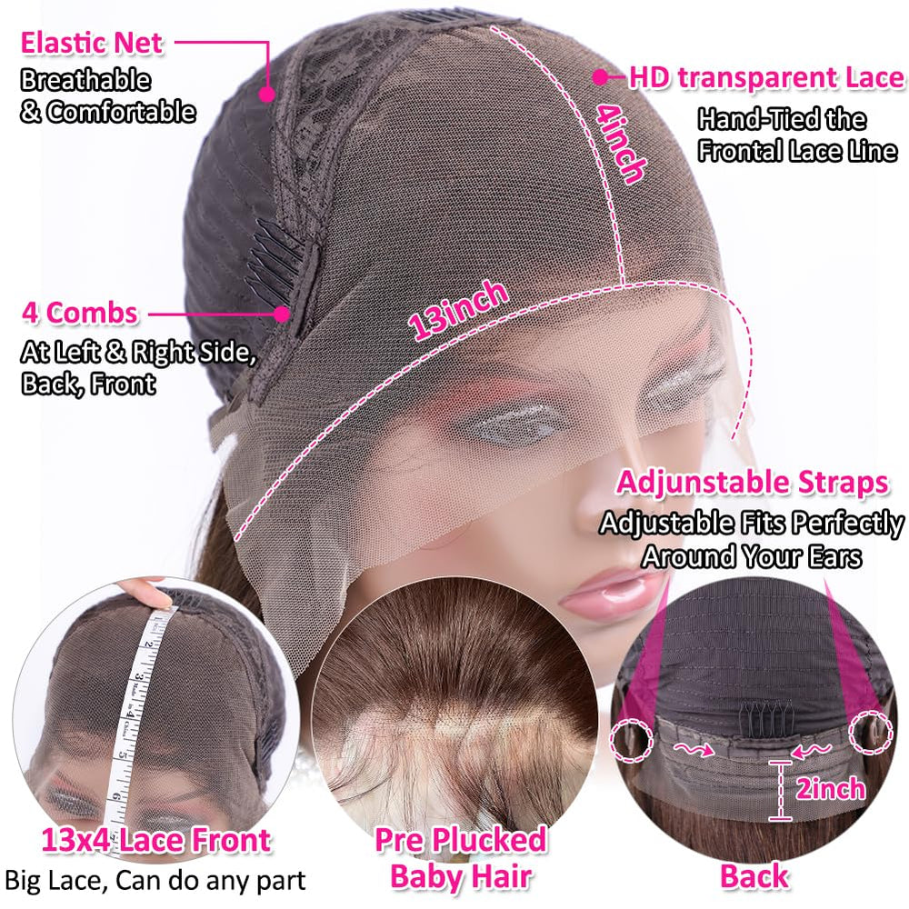 Hermosa 13x4 brown lace front wig 28-inch straight length option