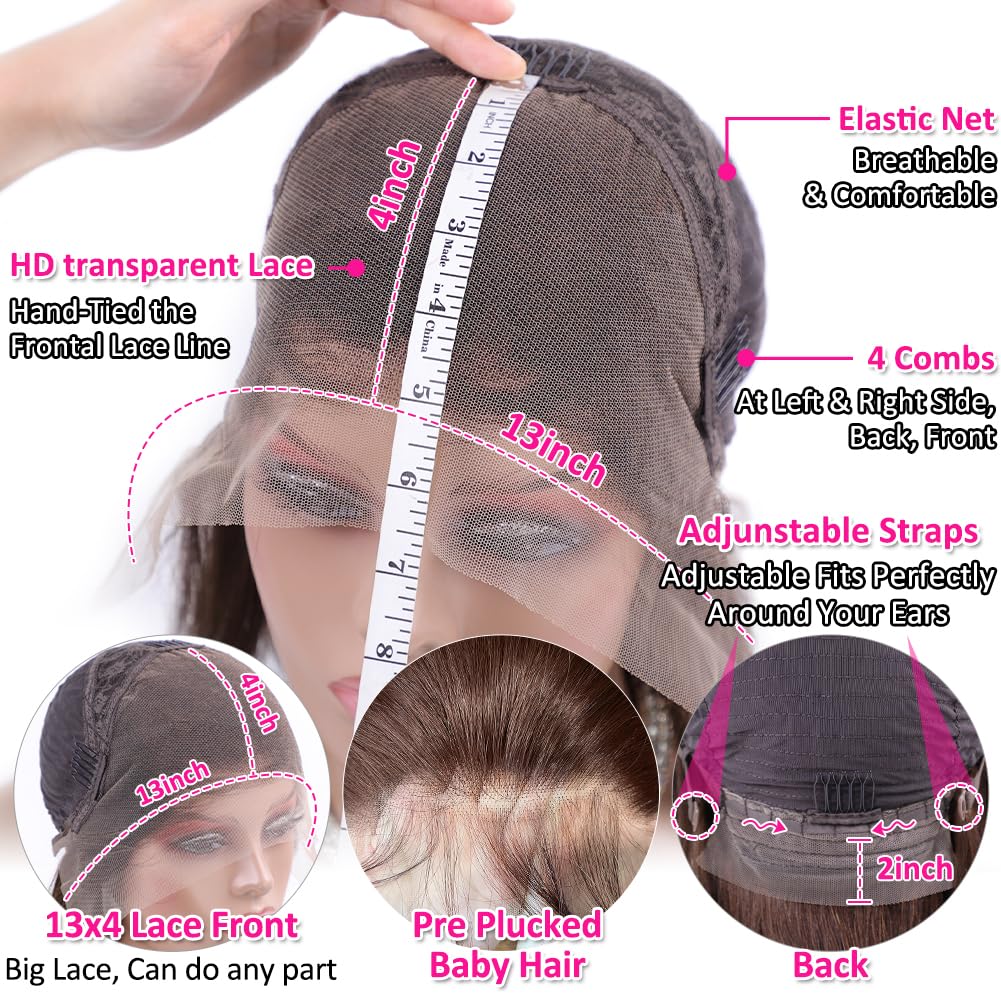 Hermosa 13x4 lace-front wig cap construction with adjustable straps for secure fit.