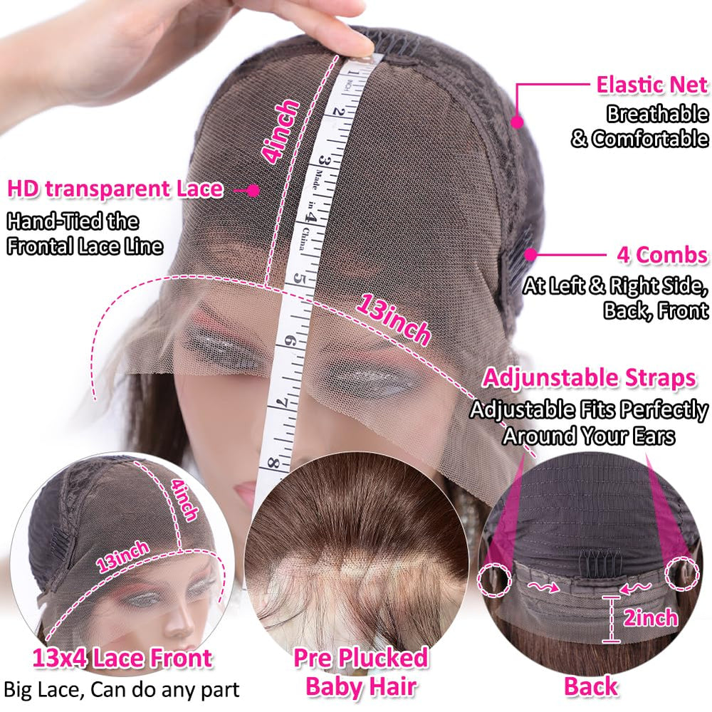 Hermosa 13x4 lace-front wig cap construction with adjustable straps for secure fit.