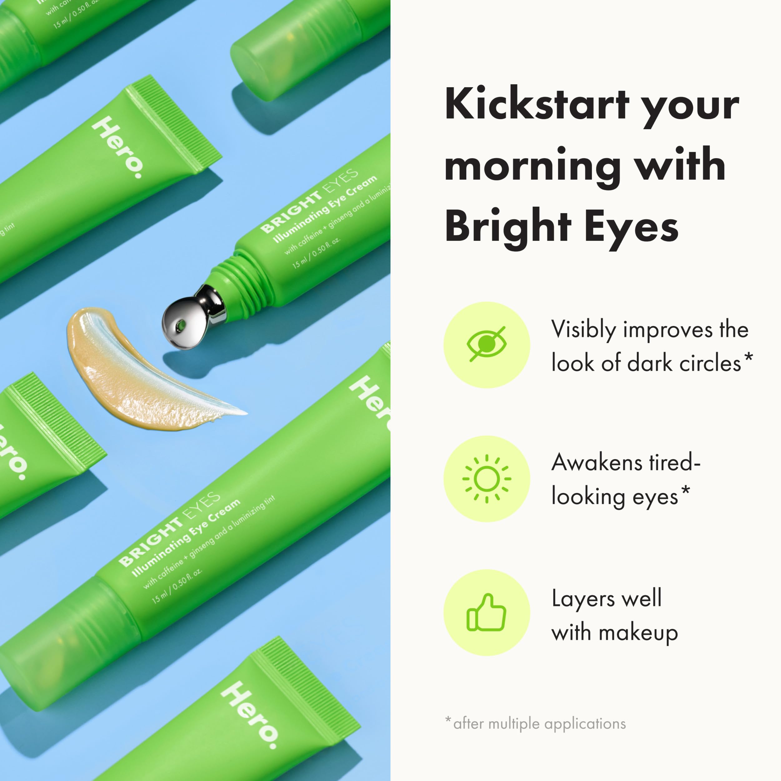 Hero Cosmetics Bright Eyes stainless steel applicator for cooling application on delicate eye skin.