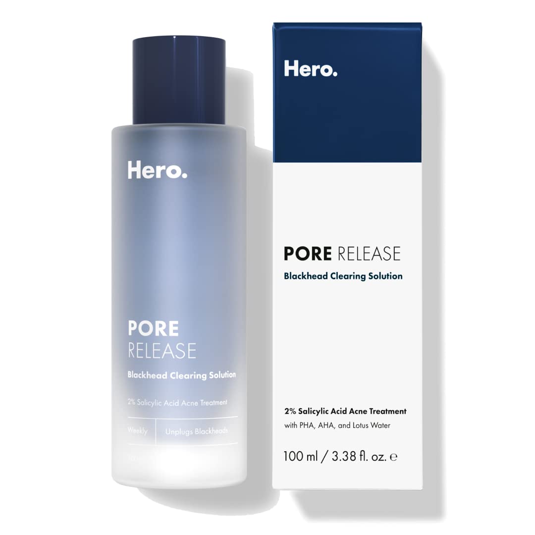 Hero Cosmetics Pore Release toner bottle close-up highlights clearer-looking pores.