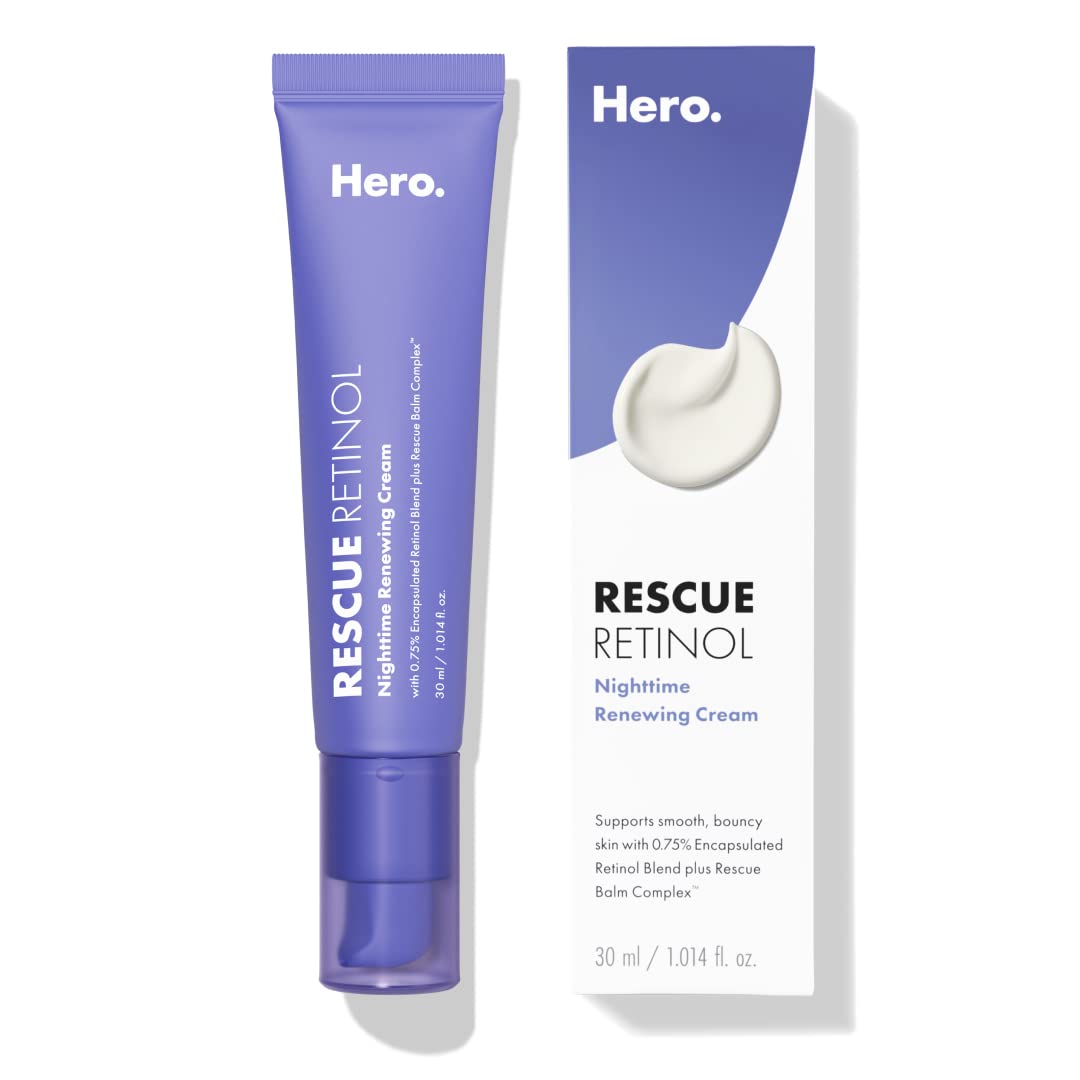 Hero Cosmetics Rescue Retinol Nighttime Cream bottle for a gentle nightly routine