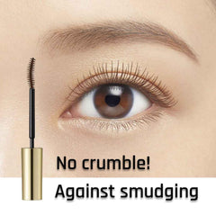 Heroine Make Brown Mascara Waterproof curl hold demonstrates long-lasting lift on lashes.