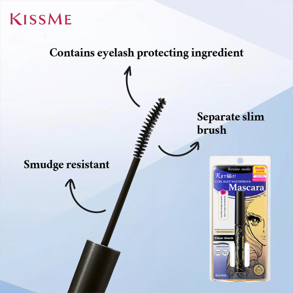 Heroine Make Clear Mascara Base packaging closeup shows premium, travel-ready bottle
