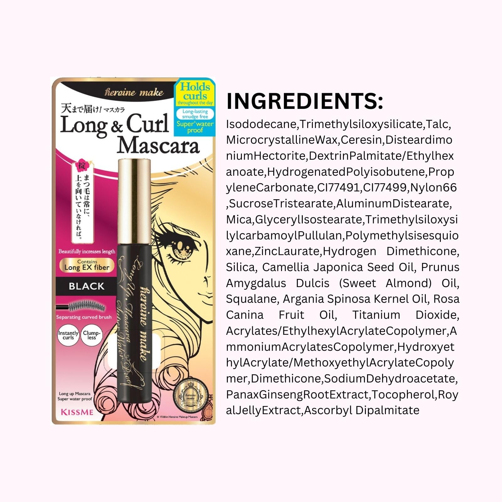 Heroine Make nourishing-ingredients with Camellia and Argan oils for lash care