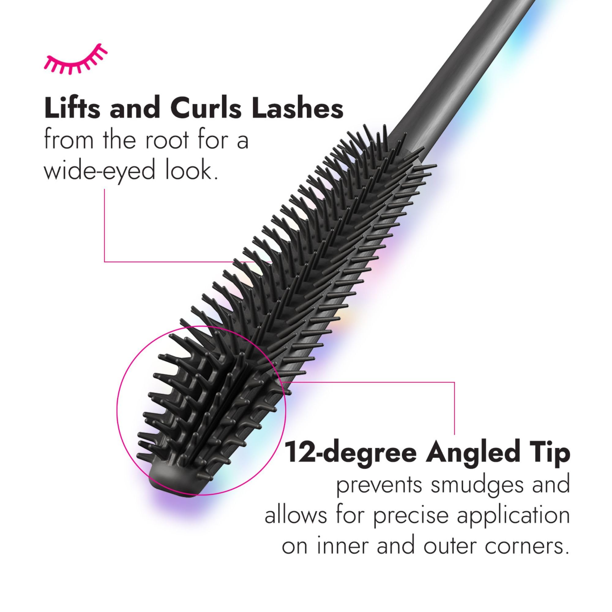 Heroine Make Lash Hype waterproof formula highlights smudge-free wear in any conditions.