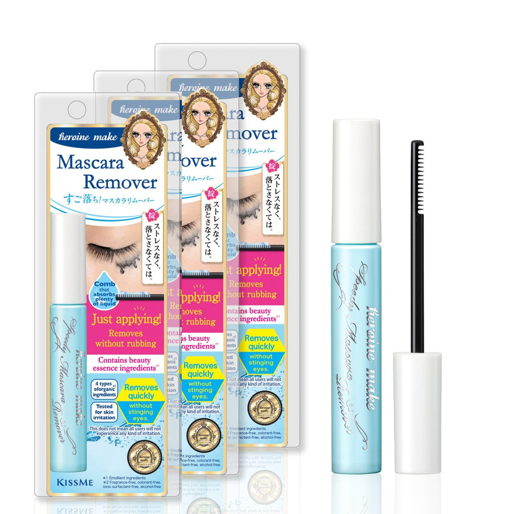 Heroine Make Mascara Remover on bathroom counter for easy nightly routine