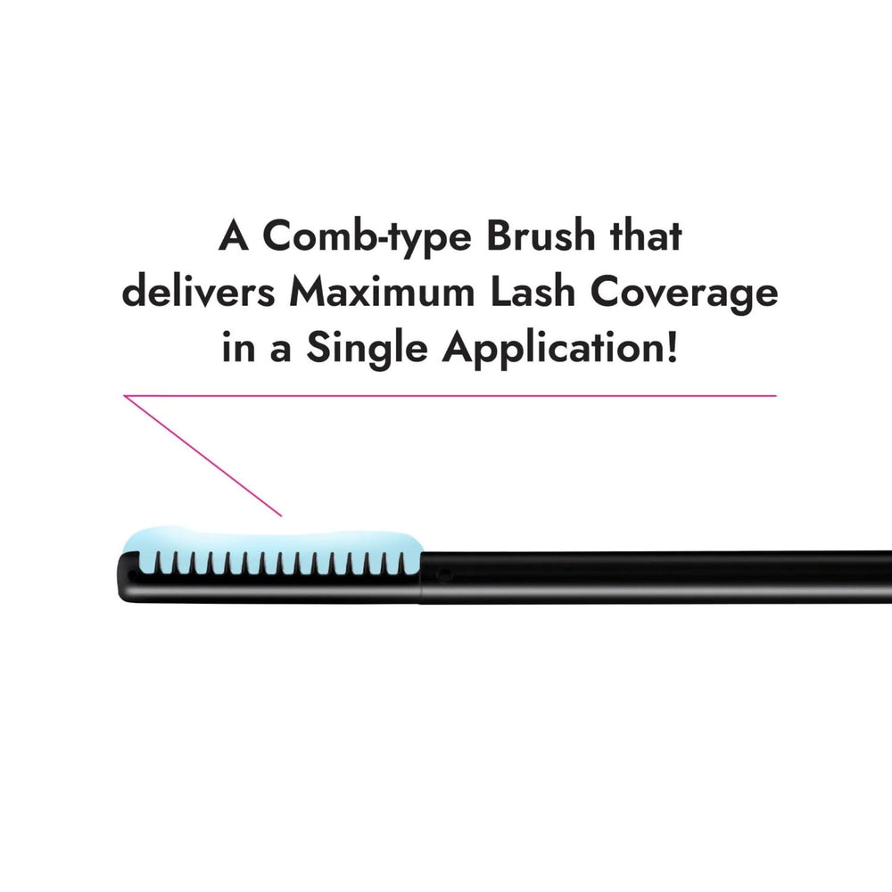 Heroine Make Speedy Mascara Remover brush-application shows precise lash coating for complete cleanse.