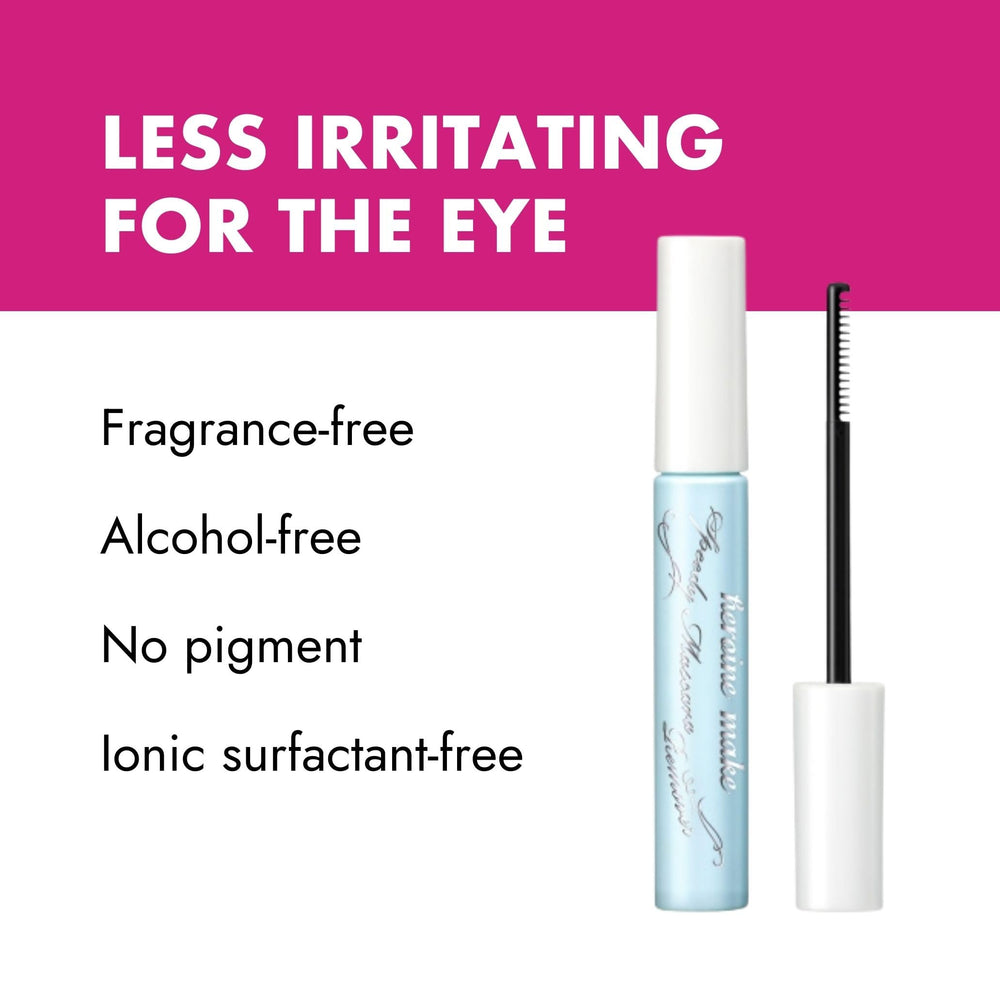 Heroine Make Speedy Mascara Remover hypoallergenic formula bottle emphasizing gentle eye care.