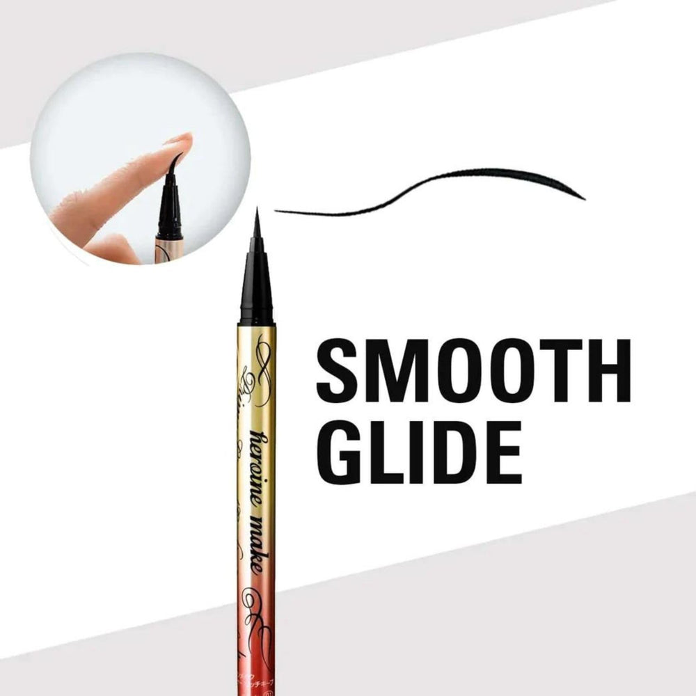 Heroine Make waterproof eyeliner warm-water removal is gentle on skin.