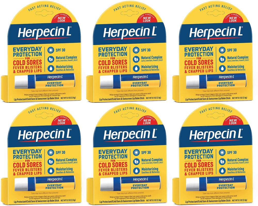 Herpecin-L pack of six promotes family or shared-use lip protection.