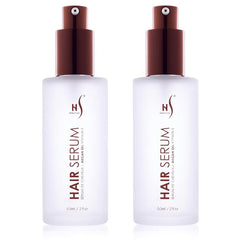 HerStyler Argan Oil Serum bottle closeup showcases lightweight shine boost for all hair types.