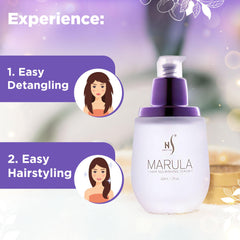 HerStyler Marula Oil Hair Serum pump dispense shows easy application.