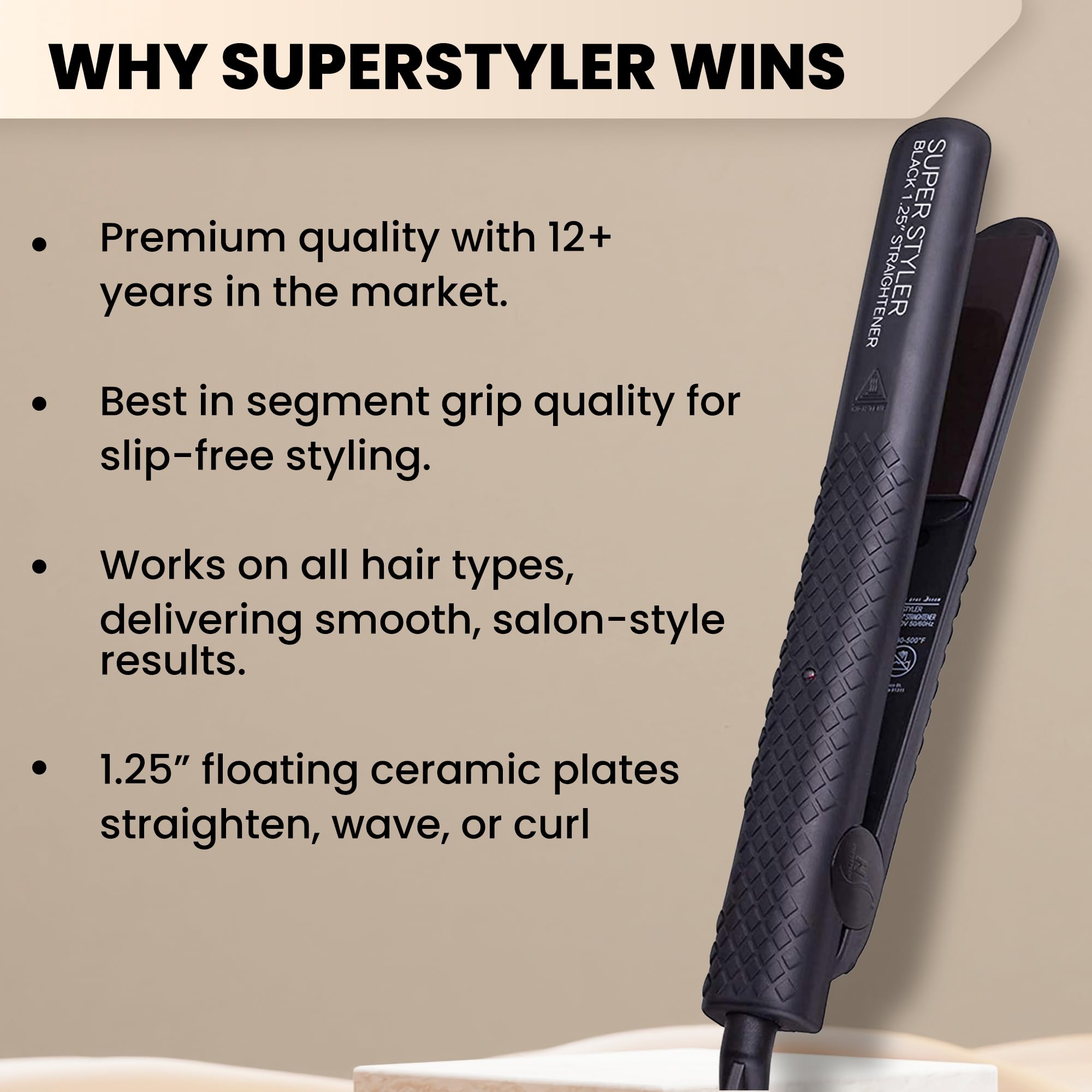 HerStyler Superstyler Onyx salon-style result image suggests quick at-home styles
