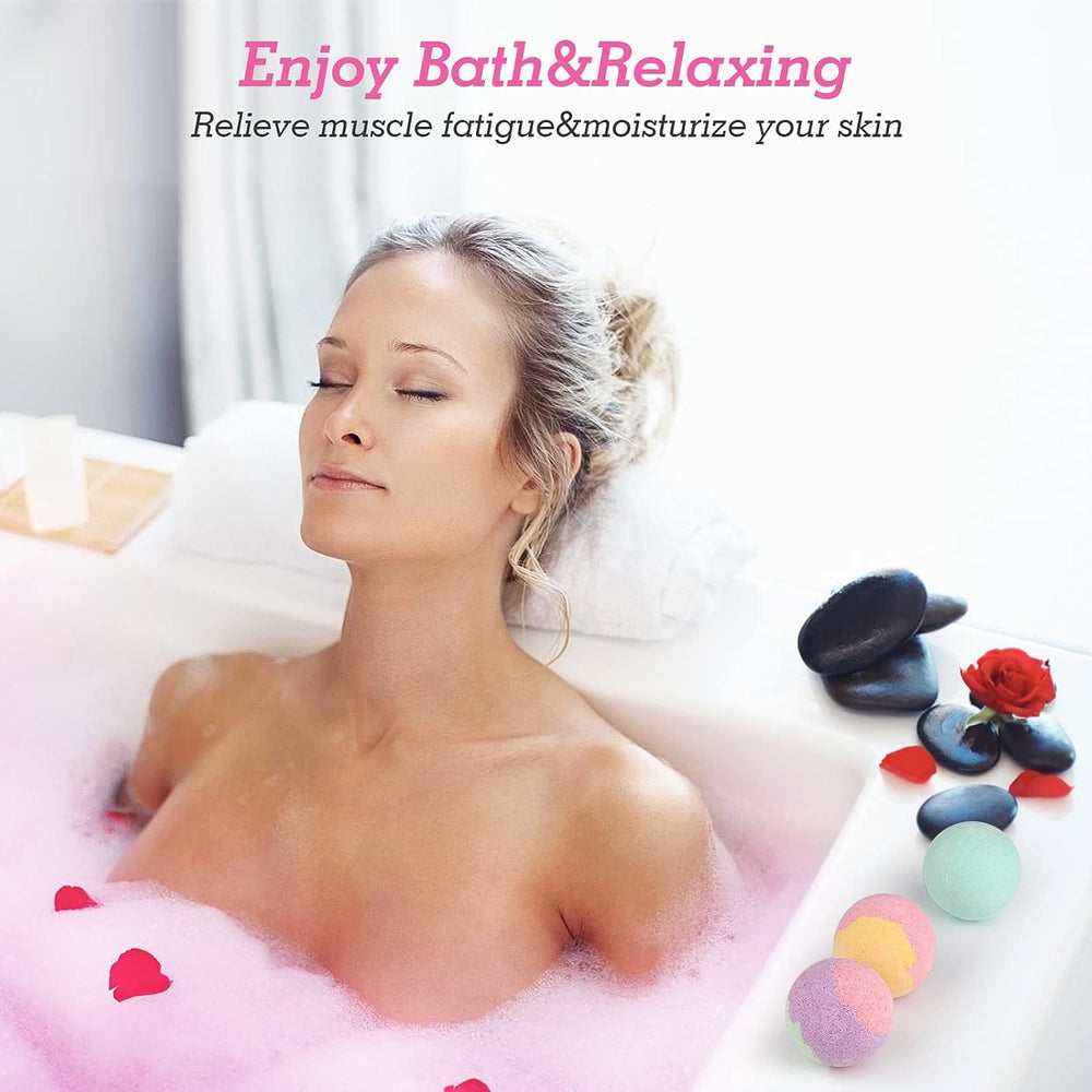 HESORIX Strawberry Cherry Blossom Bath Bombs—colorful fizz with sweet aroma.