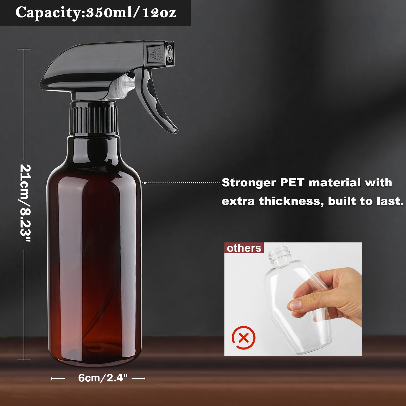 Hethyo adjustable-mist-stream nozzle 12oz bottle enables delicate mist or targeted spray