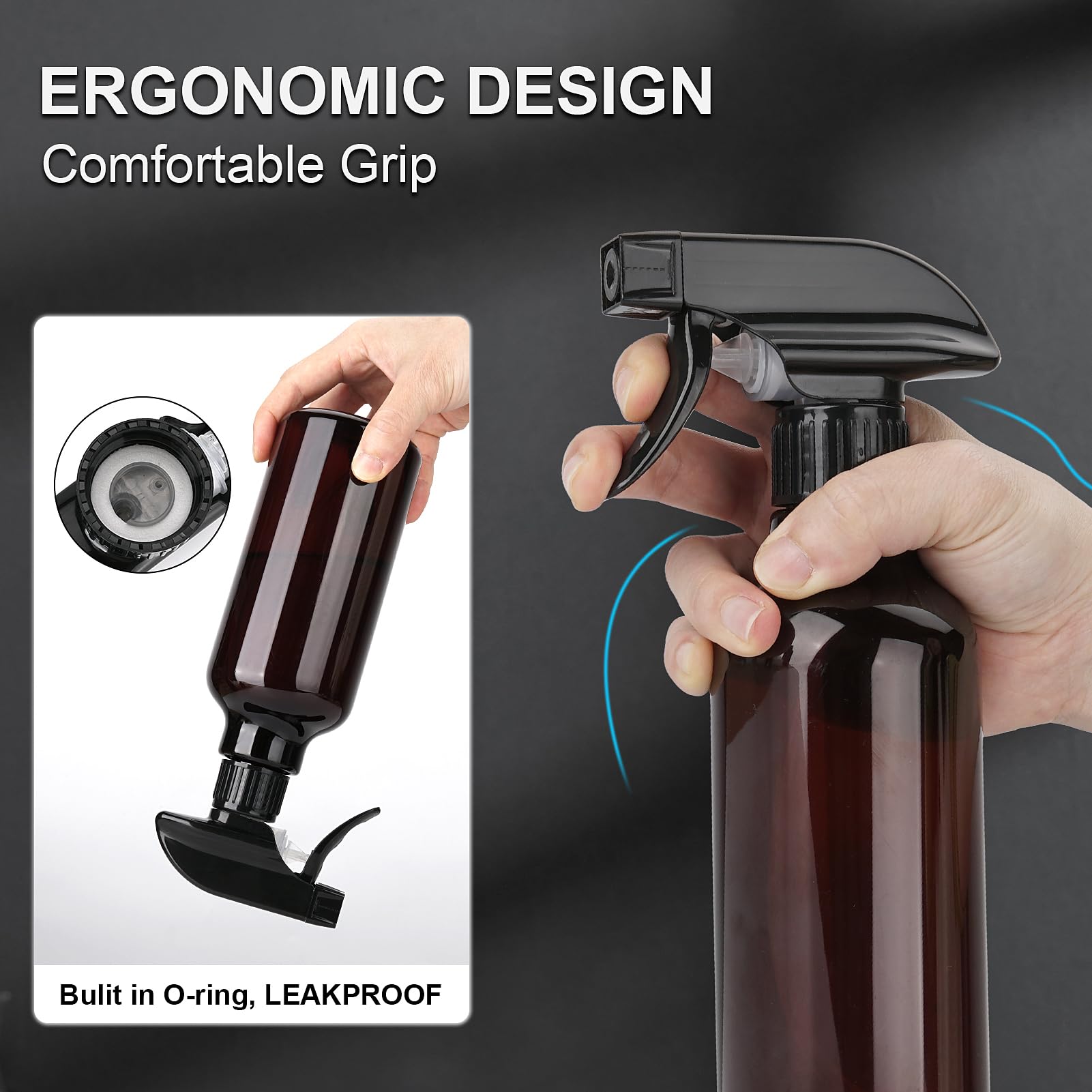 Hethyo leakproof cap 12oz brown spray bottle ensures secure storage on the go