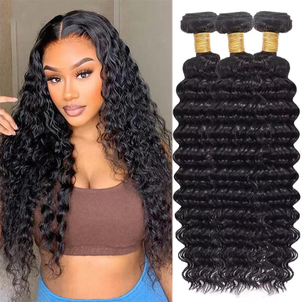Hetnear deep wave bundles 18-22 inch pack for natural volume and versatile styling.