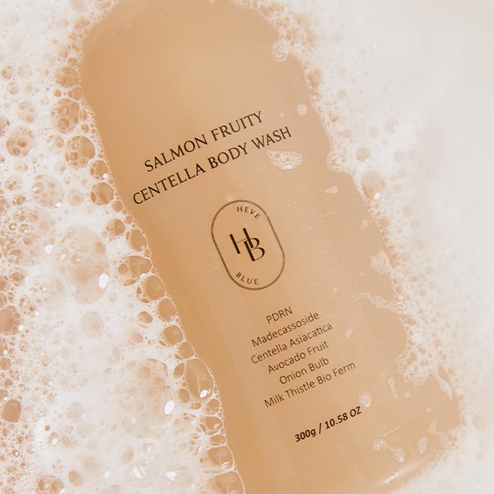 HEVEBLUE fruity scent of guava, apple, peach enhances daily shower experience.