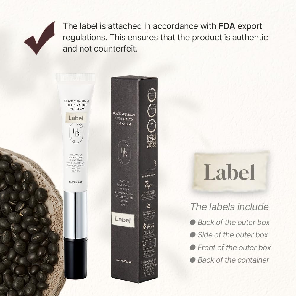 HEVEBLUE eye cream packaging shown with eco-friendly recycled materials
